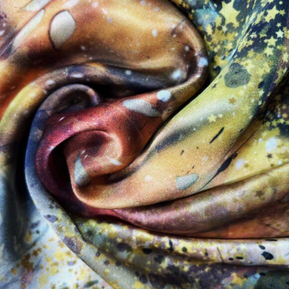 Golden Universe Abstract Square Silk Scarf & Wrap